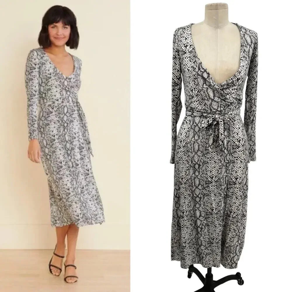 Good American The Runaround Wrap Dress Python Print Size 0‎ / XS